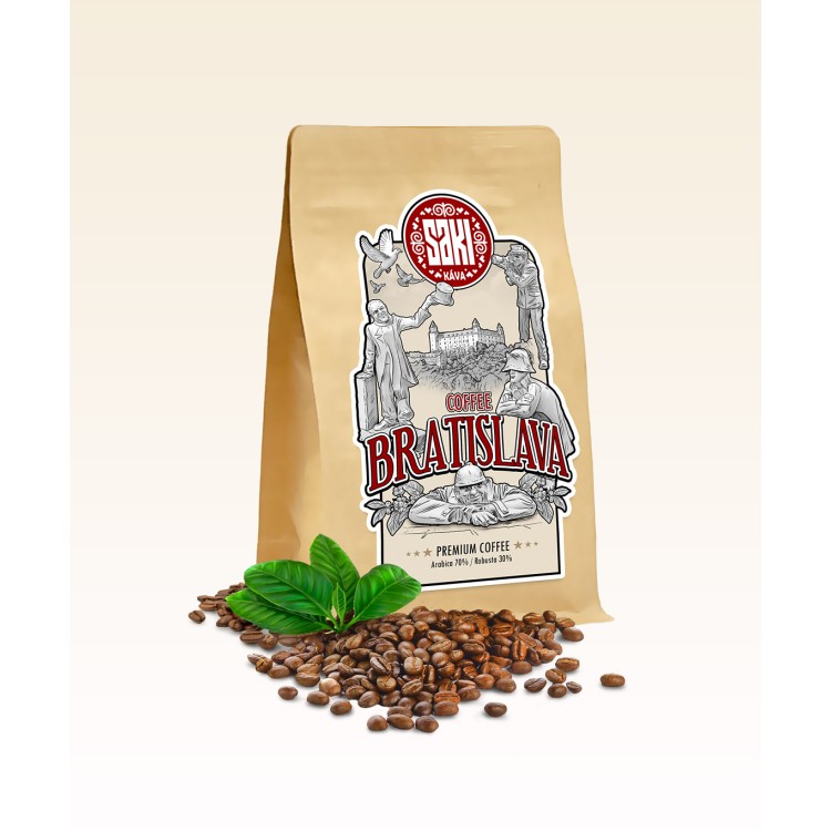 Coffee Bratislava - zmes Arabika/Robusta: 70/30 - Prémiová, Fair-trade